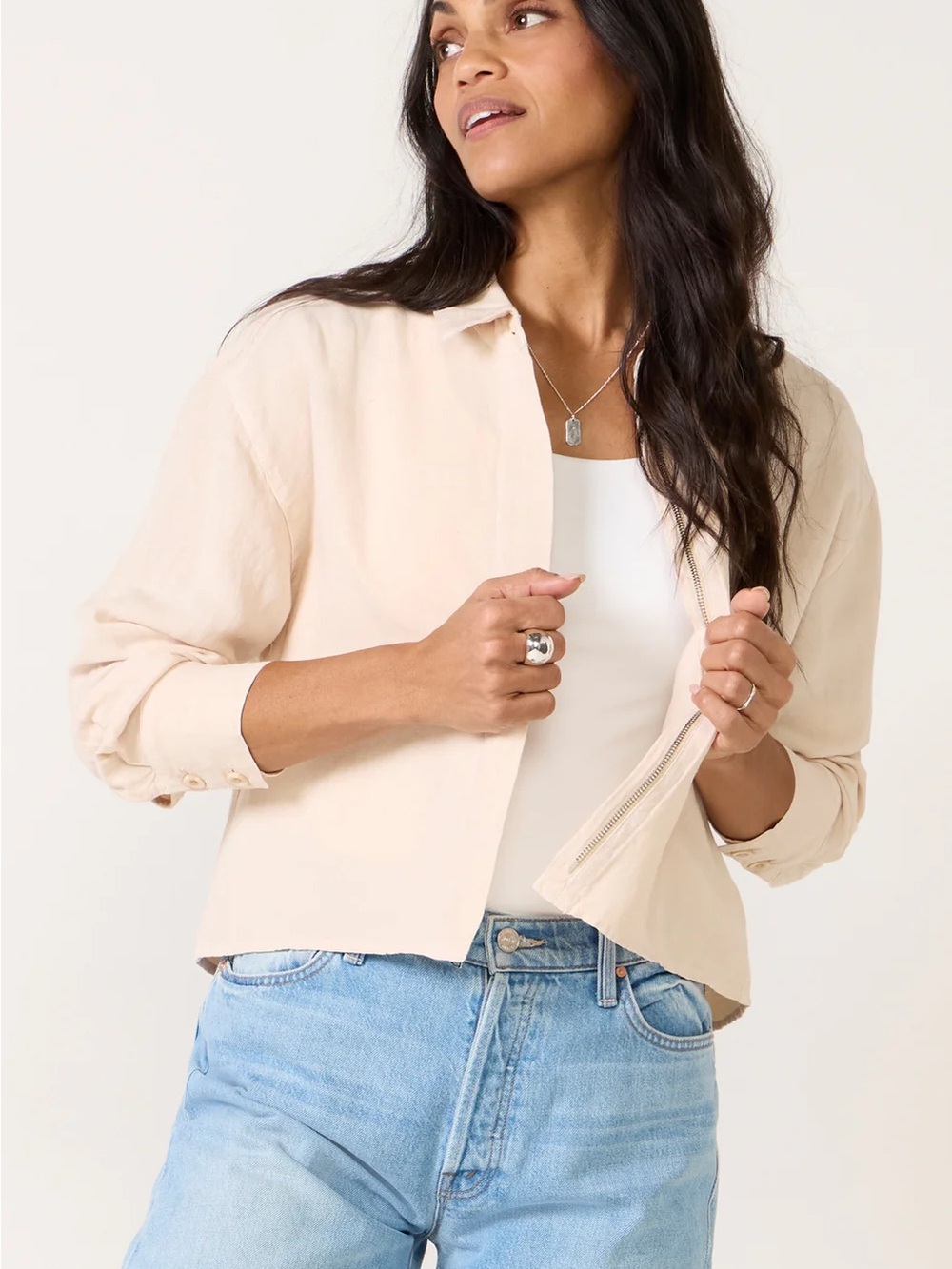 Cloth and Stone Linen Zip Up Shirt